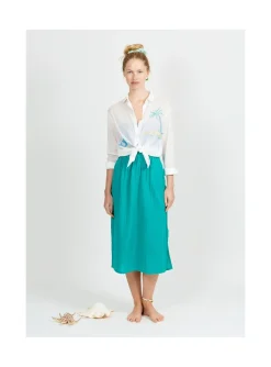 Arsene et les pipelettes Chemise Femme Broderie Palmier ECRU12 Fashion