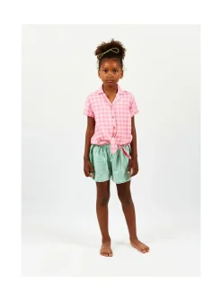 Arsene et les pipelettes Chemise Noeud Carreaux Double Gots ROSE13 Outlet