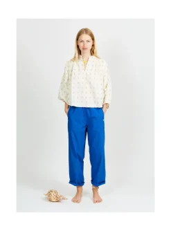 Arsene et les pipelettes Chemisier Femme Plumetis Gots BLEU4 Sale