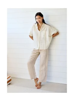 Arsene et les pipelettes Pantalon Femme Lin Chiné BEIGECHINÉ Fashion