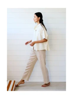 Arsene et les pipelettes Pantalon Femme Lin Chiné BEIGECHINÉ Fashion