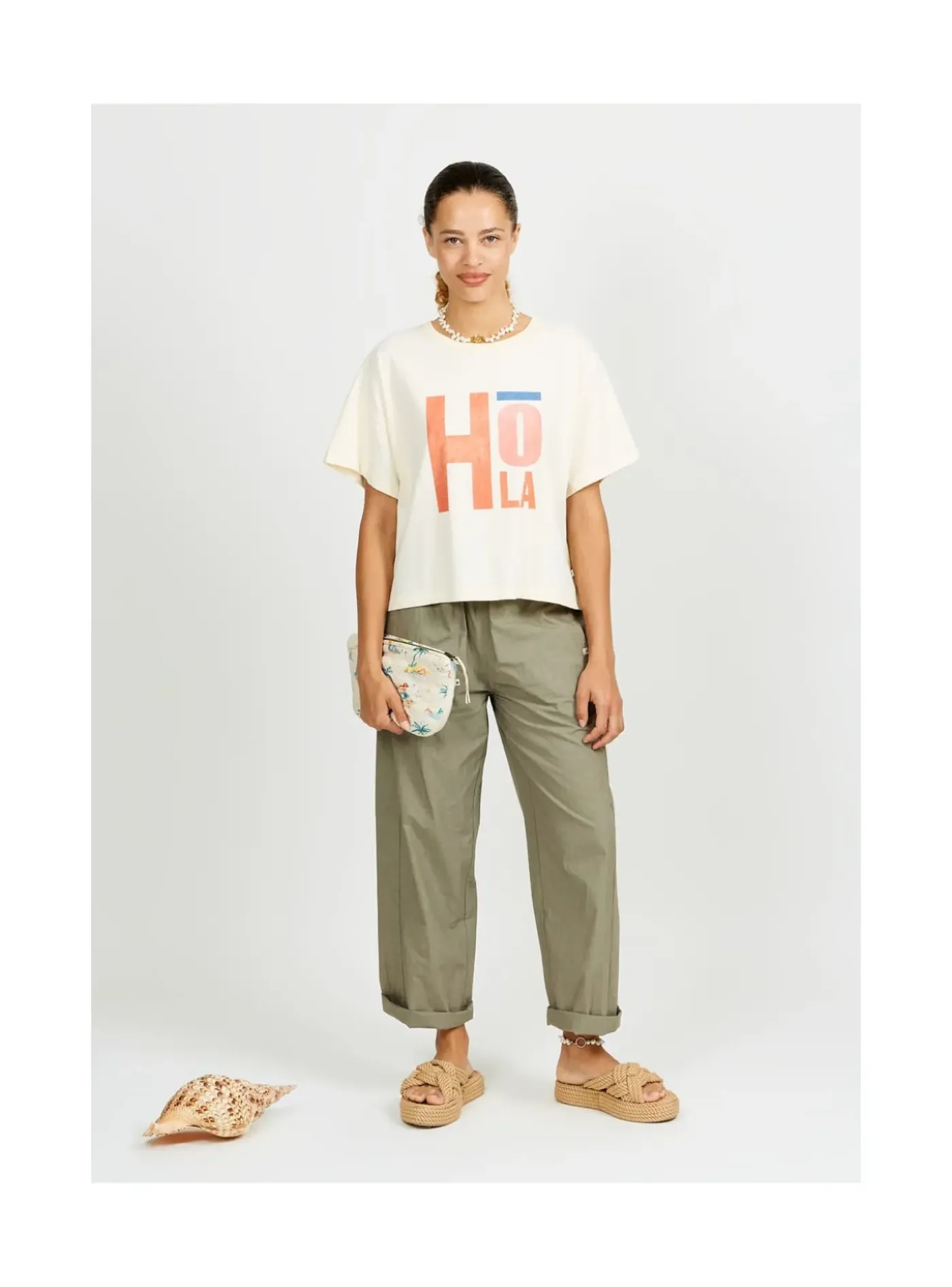 Arsene et les pipelettes Pantalon Femme Popeline Unie VERTGRIS320 Sale