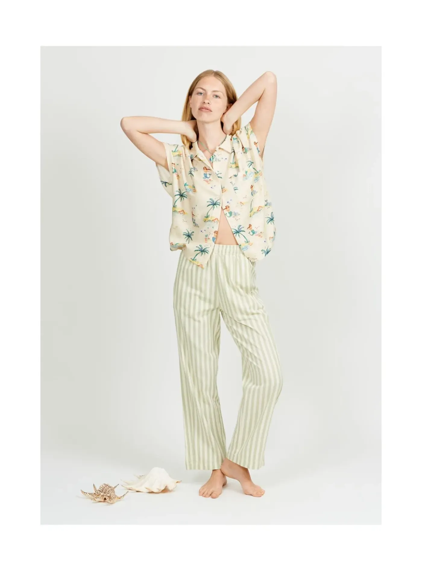 Arsene et les pipelettes Pantalon Femme Rayures Transat SAUGE222 Hot