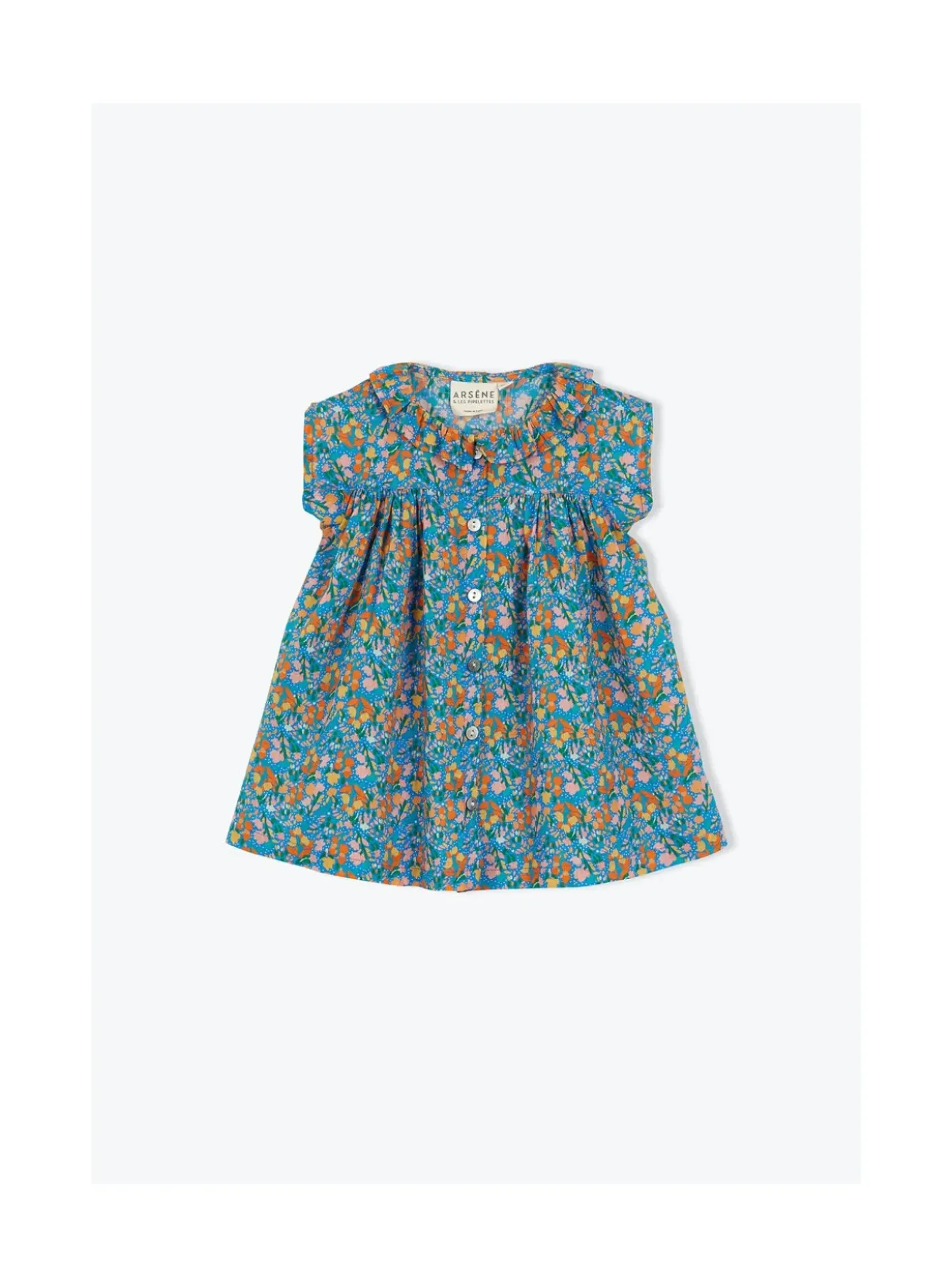 Arsene et les pipelettes Robe Collerette Bébé Fleurs FLEURSBLEUES391 Hot