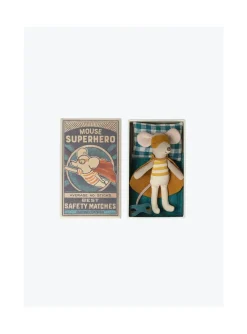Arsene et les pipelettes Souris Super-héros Maileg BLEU/CARREAU Outlet