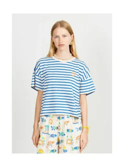 Arsene et les pipelettes T-shirt Rayures Femme BLEUELECTRIC300 Outlet